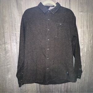 Split Co Mens Button Up L/S Pocket Heavy Cotton Shirt {Large} Brown
